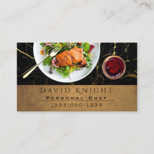 Luxury Food Chef Catering Black & Gold Marble Visitekaartje