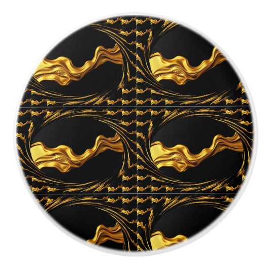 Luxury Full Gold Swirl Black Hardware Cabinet Acce Keramische Knop (Voorkant)