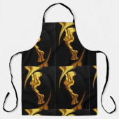 Luxury Full Gold Swirl Black Kitchen Chef Christti Schort (Voorkant)