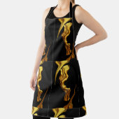 Luxury Full Gold Swirl Black Kitchen Chef Christti Schort (Insitu)