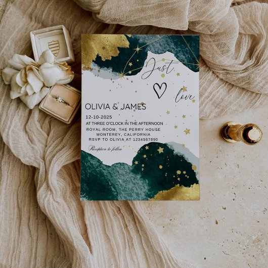 Luxury Galaxy Wedding - "Just Love" Starry Party Kaart