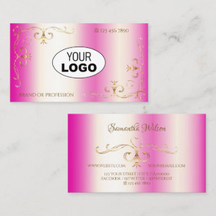 Luxury Girly Pink Gold hoeken met Logo Visitekaartje