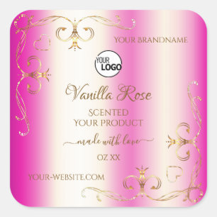 Luxury Girly Pink Gold Product Labels Logo
