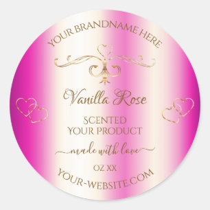 Luxury Girly Pink Gold Productlabel Hart Ronde Sticker