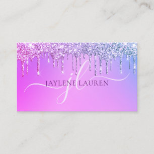 Luxury Glam Monogram Paars Visitekaartje