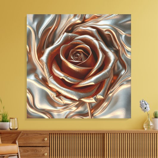 Luxury Glamorous Metallic Rose Gold and Silver Canvas Afdruk (Insitu (Woonkamer))