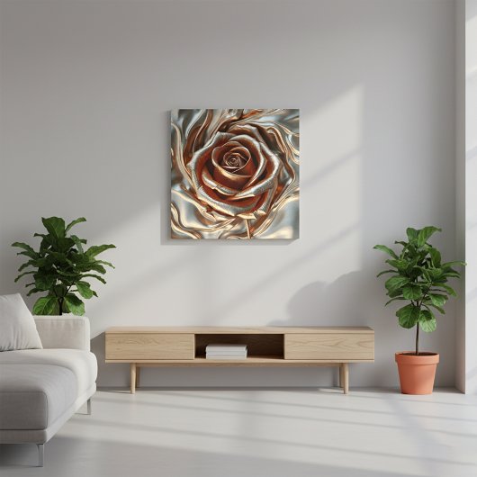 Luxury Glamorous Metallic Rose Gold and Silver Canvas Afdruk