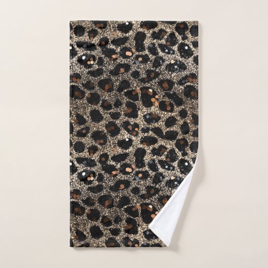 Luxury Glitter Brown Black Gold Leopard Pattern (Serviette à main)
