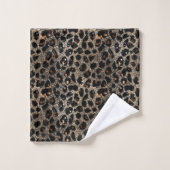 Luxury Glitter Brown Black Gold Leopard Pattern Bad Handdoek (Wasdoekje)