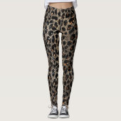 Luxury Glitter Brown Black Gold Leopard Pattern Leggings (Voorkant)