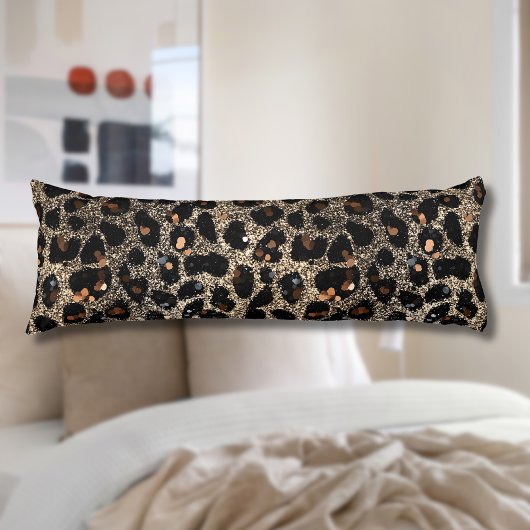 Luxury Glitter Brown Black Gold Leopard Pattern Lichaamskussen