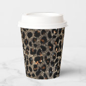 Luxury Glitter Brown Black Gold Leopard Pattern Papieren Bekers (Voorkant)