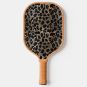 Luxury Glitter Brown Black Gold Leopard Pattern Pickleball Paddle (Achterkant)