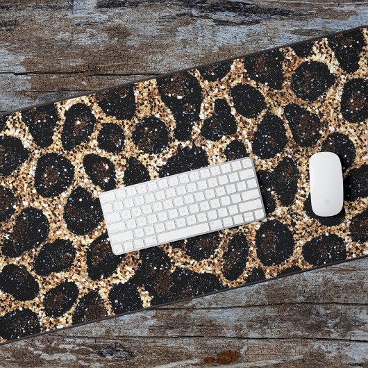 Luxury Glitter Gold Brown Black Leopard Pattern