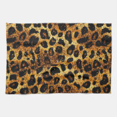 Luxury Glitter Gold Brown Rust Leopard Pattern Theedoek (Horizontaal)