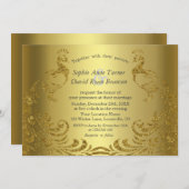 Luxury Gold Abstract Peacock Wedding Kaart (Voorkant / Achterkant)