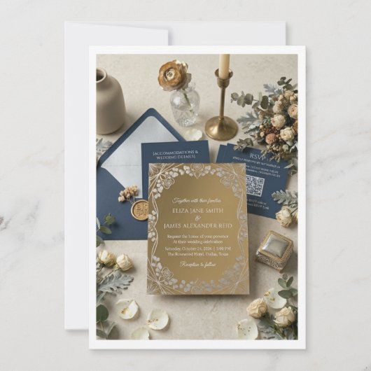 Luxury Gold Acrylic Wedding Invitation Suite (Devant)