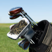 Luxury Gold and Black Abstract Marble Ink Flow Golfheadcover (Insitu)