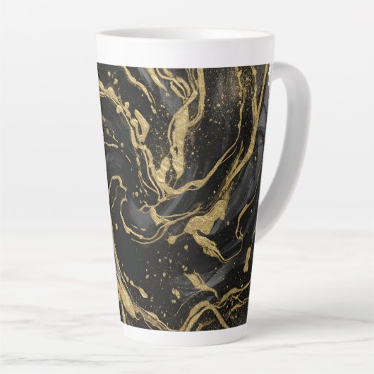 Luxury Gold and Black Abstract Marble  Latte Mok (Rechterhoek)