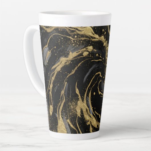 Luxury Gold and Black Abstract Marble Latte Mok (Linkerhoek)