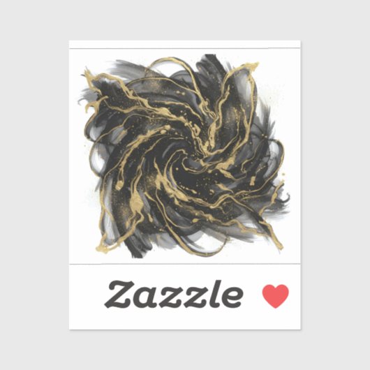 Luxury Gold and Black Abstract Marble  Sticker (Vel)