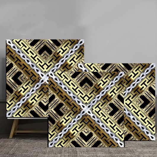 Luxury Gold and Silver Greek Geometric Pattern Tegeltje