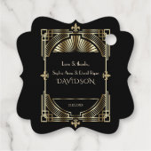 Luxury Gold Black Great Gatsby Roaring 20s bruilof Bedankjes Labels (Achterkant)