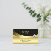 Luxury Gold Black met Monogram Sparking Diamond Visitekaartje (Staand voorkant)