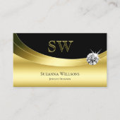 Luxury Gold Black met Monogram Sparking Diamond Visitekaartje (Voorkant)