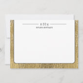 Luxury Gold Black Texture Lined Name Three Initial Notitiekaartje (Voorkant)