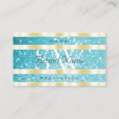 Luxury Gold Blauwgroen Glitter Luminous Stars Mono Visitekaartje (Voorkant)