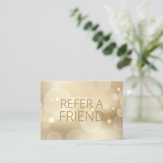 Luxury gold Bokeh Salon Spa Klant Aanbevelingskaartje (Staand voorkant)