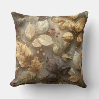 Luxury Gold Botanical Leaves Throw Pillow Kussen