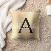 Luxury Gold Brushed Metal Monogram Name Initiaal Kussen (Deken)