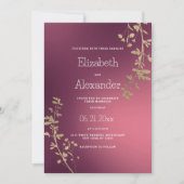 Luxury gold burgundy floral gradient Wedding Kaart (Voorkant)