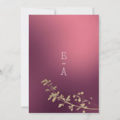 Luxury gold burgundy floral gradient Wedding Kaart (Achterkant)