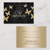 Luxury Gold Butterflies Damask Gift Certificate Kortingskaartje (Voorkant / Achterkant)