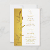 Luxury Gold Calligraphy & Golden Leaves bruiloft Kaart (Voorkant)