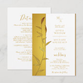 Luxury Gold Calligraphy & Golden Leaves bruiloft Kaart (Voorkant / Achterkant)
