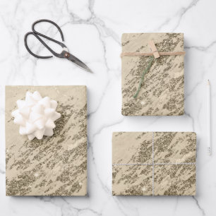 Luxury Gold Champagne Glitter Marble Customize Inpakpapier Vel