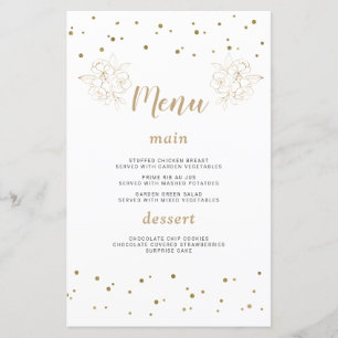 Luxury Gold Confetti 50e anniversaire Mariage Menu