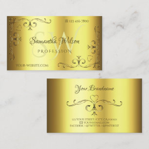 Luxury Gold  Corner Borders Initialen Elegant Visitekaartje