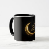 Luxury Gold Crescent Eid Mubarak Mug – Modern Isla (Devant gauche)