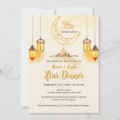 Luxury Gold Crescent Ramadan Iftar Invitation Kaart (Voorkant)