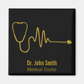 Luxury Gold ECG Wave EKG Line Stethoscope Medical Magneet