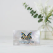 Luxury Gold en Abalone Shell Butterfly op parels Visitekaartje (Staand voorkant)
