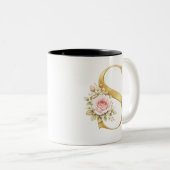 Luxury Gold Floral Letter S Monogram Tweekleurige Koffiemok (Voorkant rechts)