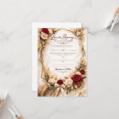 Luxury Gold Floral Wedding Invitation Card (Devant/Arrière en situation)