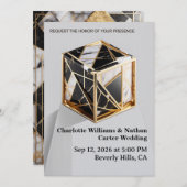 Luxury Gold Foil Black Marble Wedding Invitation (Devant / Derrière)