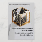 Luxury Gold Foil Black Marble Wedding Invitation (Devant)